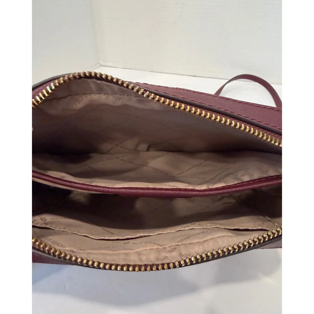 Michael Kors Jet Set‎ Burgundy Signature Monogram Chain Crossbody Bag